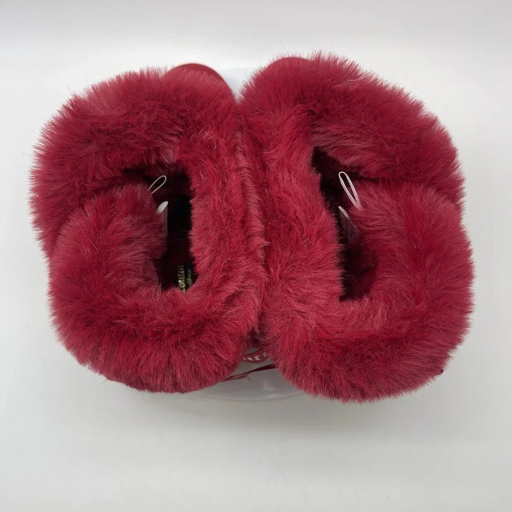 Juicy Couture King Cozy Cold‎ Weather Boots Womens 8 Red Pull On Faux Suede Fur